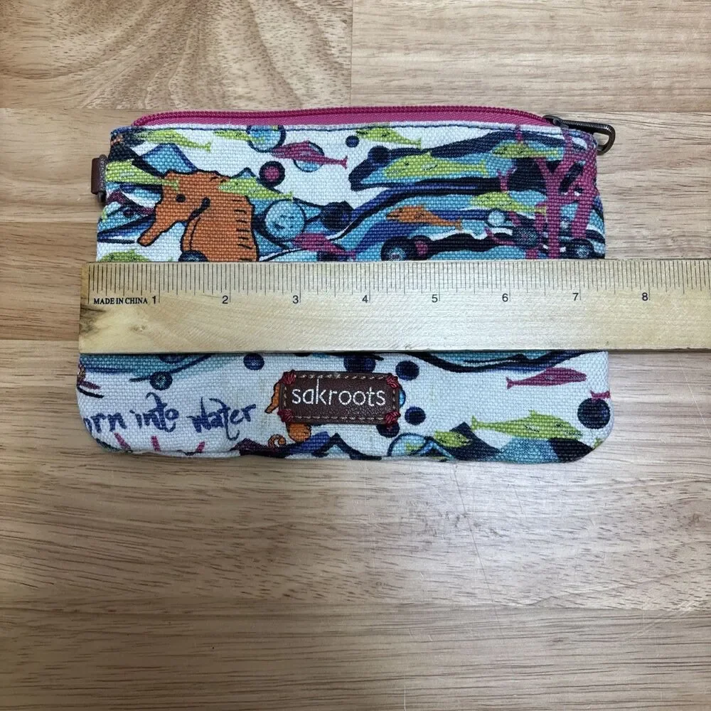 Sakroots Makeup Bag Ocean Under Sea Theme Zip Close No Strap Fish Starfish